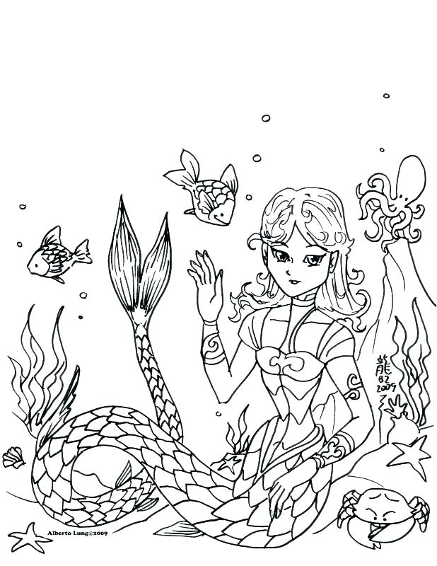 618x800 Detailed Mermaid Coloring Pages Realistic Mermaid Coloring Pages