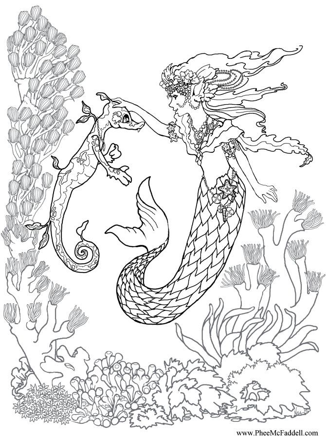 670x900 Kleurplaat Zeemeermin Realistic Mermaid Coloring Pages Download