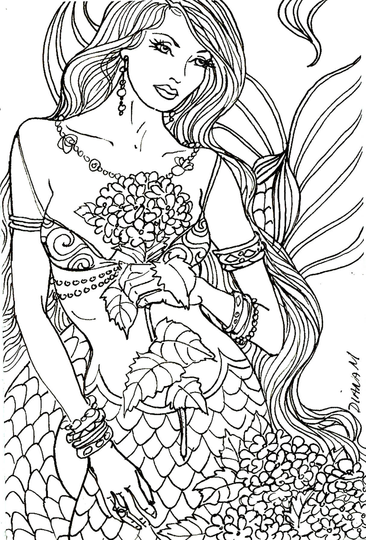 1215x1790 4 Marvelous Mermaids Coloring Pages