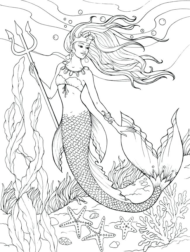 650x863 Coloring Realistic Mermaid Coloring Pages For Adults