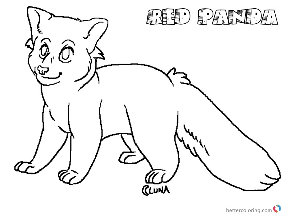 920x700 Realistic Red Panda Coloring Pages Line Drawing