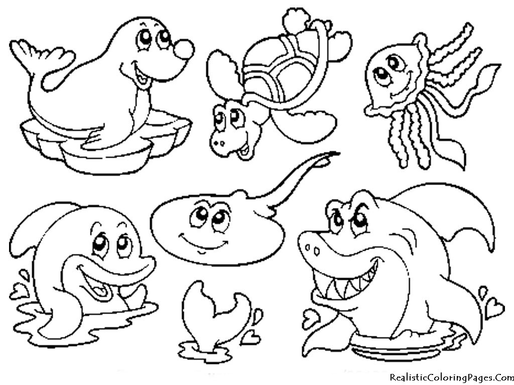 Realistic Sea Animal Coloring Pages Wagashiya 1024x768 Realistic Sea Animal Coloring Pages Wagashiya