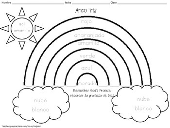 350x263 Rainbow Spanish Religious Printable Coloring Sheet Free