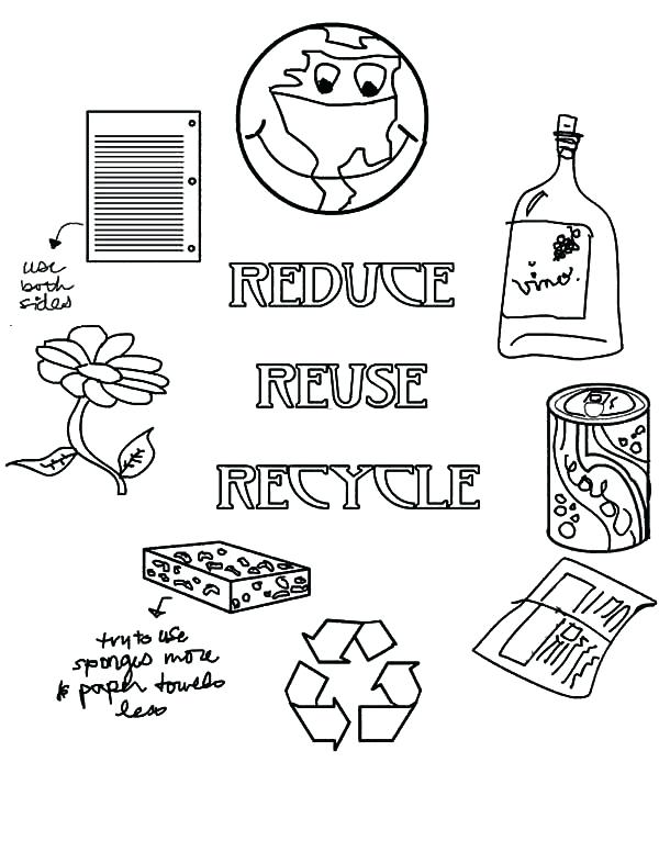 600x776 Reduce Reuse Recycle On Earth Day Coloring Page Color Reduce Reuse