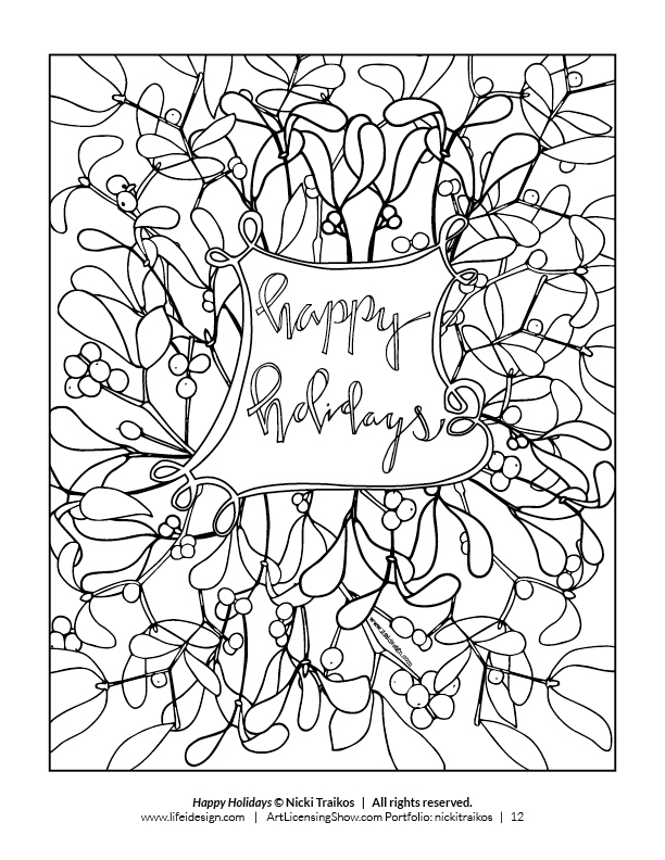 612x792 Free 92 Page Holiday Coloring Book!