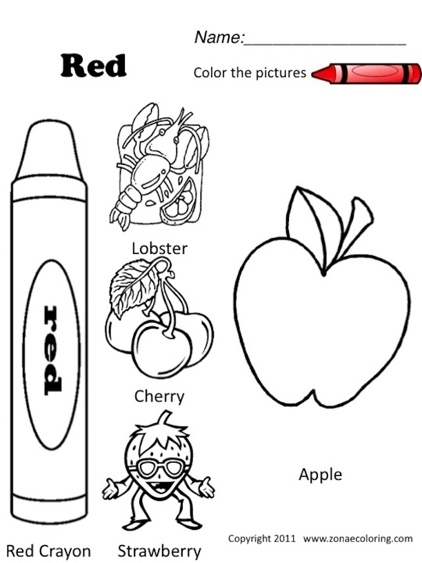 612x816 Color Red Coloring Page Color Things That Are Red Worksheet Free