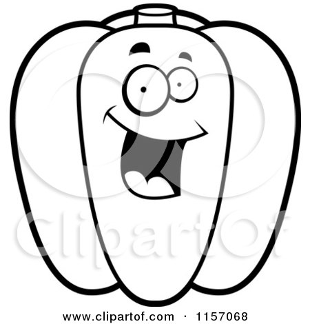 Cartoon Clipart Of A Black And White Happy Bell Pepper Character 450x470 Cartoon Clipart Of A Black And White Happy Bell Pepper Character