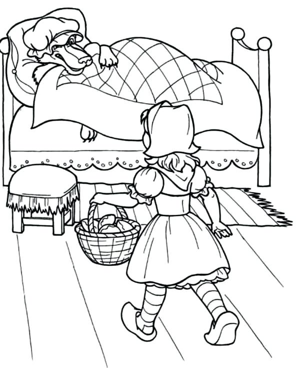 Bed Coloring Pages Little Red Riding Hood Red Riding Hood Walking 600x735 Bed Coloring Pages Little Red Riding Hood Red Riding Hood Walking