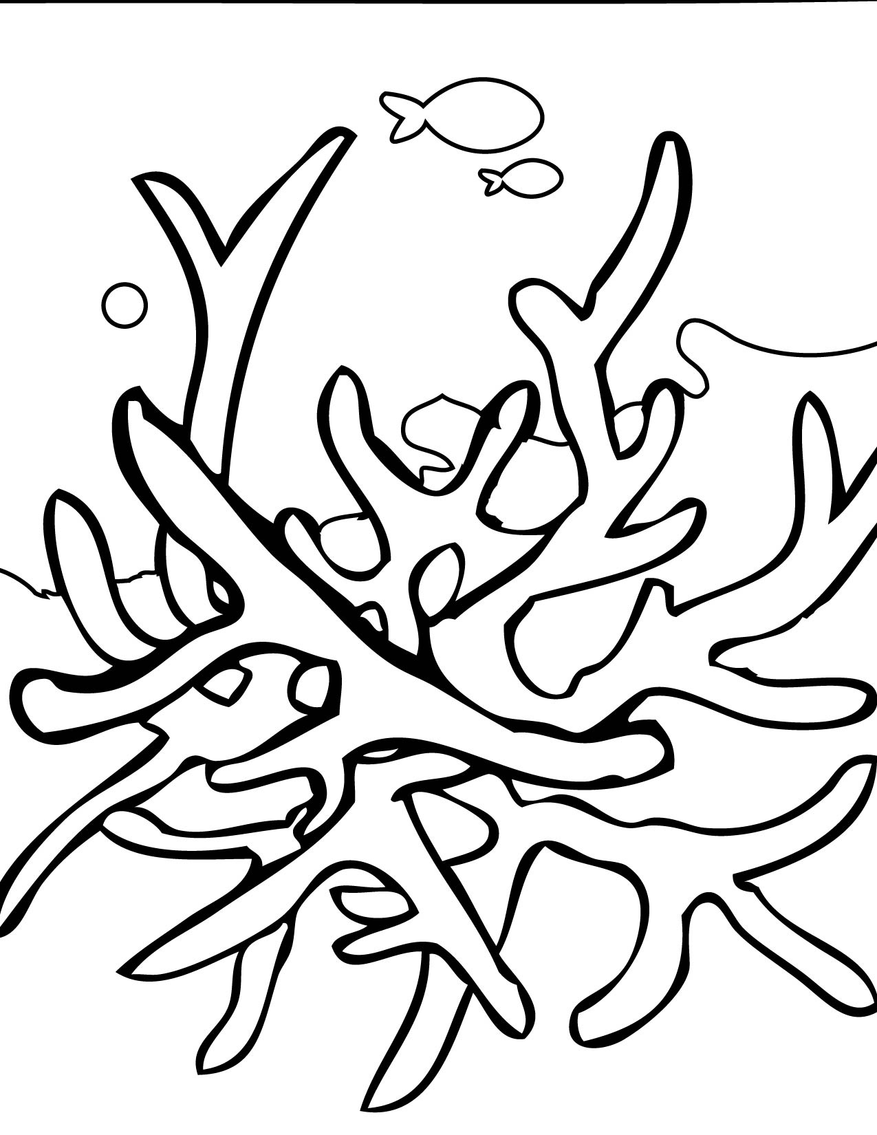 Simple Coral Reef Coloring Pages Color Bros Showy 1275x1650 Simple Coral Reef Coloring Pages Color Bros Showy