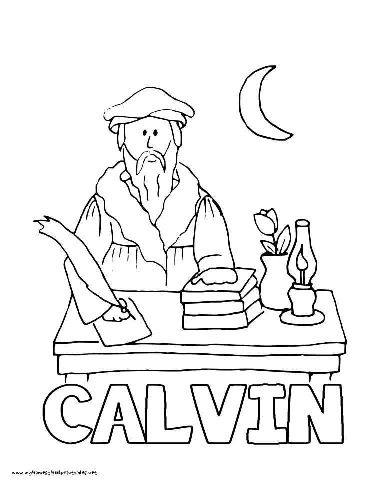 History Coloring Pages Volume 3 John Calvin, Sunday School 765x990 History Coloring Pages Volume 3 John Calvin, Sunday School