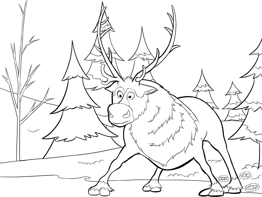Printable Sven Reindeer Coloring Page 1003x755 Printable Sven Reindeer Coloring Page
