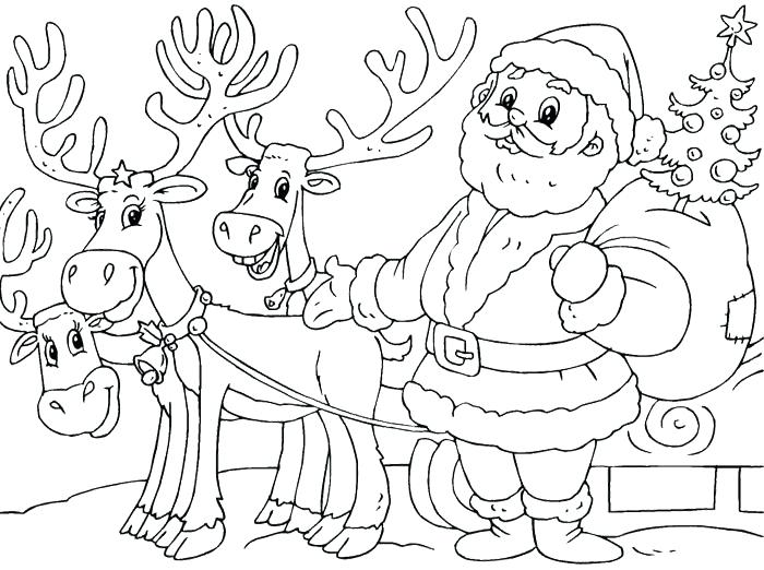 Christmas Santa Coloring Pages Coloring Pages And Reindeer 700x522 Christmas Santa Coloring Pages Coloring Pages And Reindeer