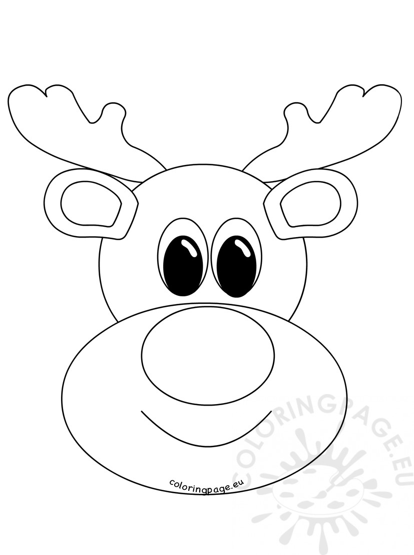 827x1107 Rudolph Reindeer Face Craft Coloring Page