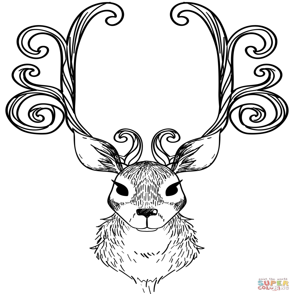 Reindeer Head Coloring Pages at GetColorings.com | Free printable