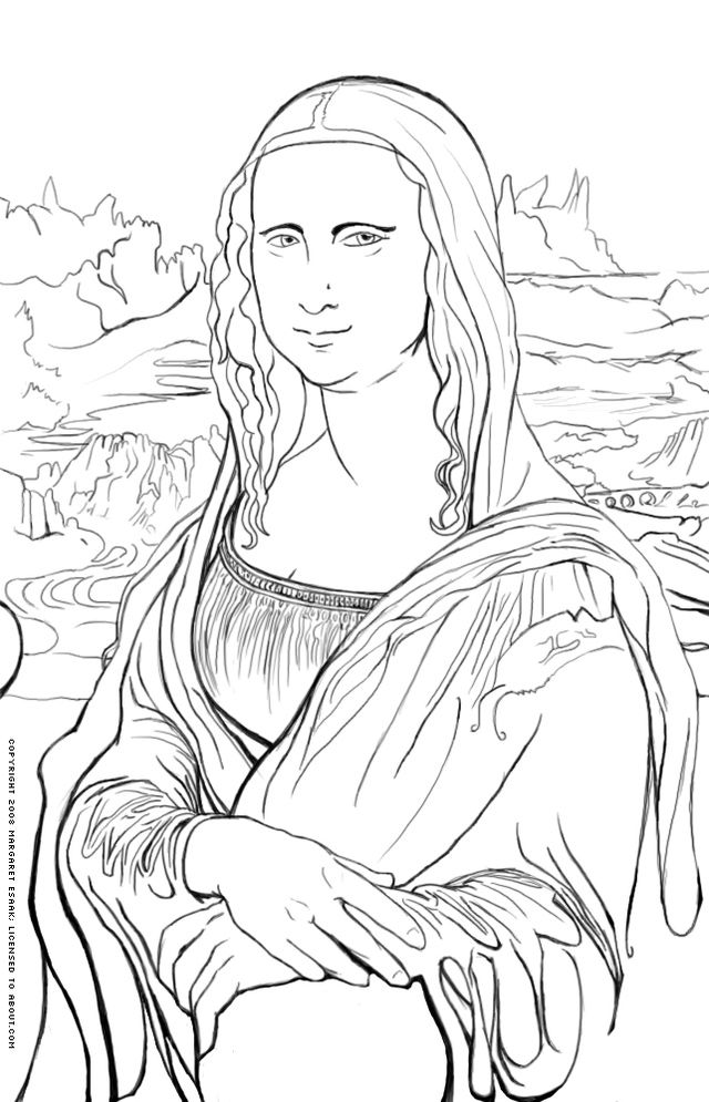 Free Art History Coloring Pages Mona Lisa Coloring Page 640x995 Free Art History Coloring Pages Mona Lisa Coloring Page