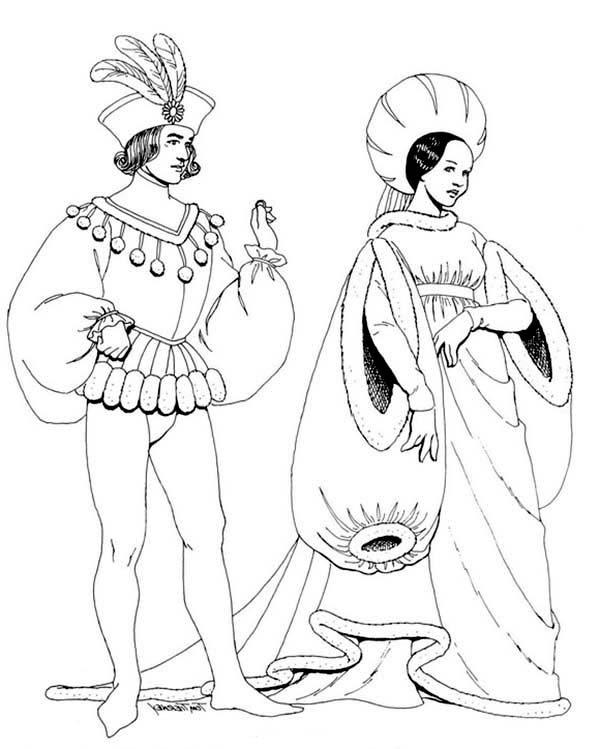 Beautiful Fashion Renaissance Coloring Pages Coloring Sun 600x749 Beautiful Fashion Renaissance Coloring Pages Coloring Sun