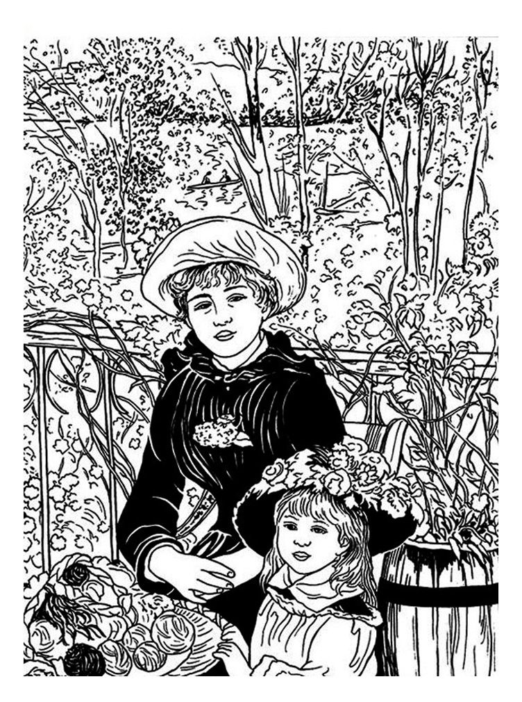 Free Coloring Page Coloring Renoir Terasse. Terrace Renoir 752x1010 Free Coloring Page Coloring Renoir Terasse. Terrace Renoir