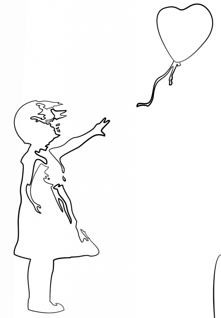 Girl With Baloon By Banksy Painting Coloring Page 711x1024 Girl With Baloon By Banksy Painting Coloring Page