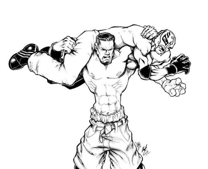 730x594 John Cena Vs. Rey Mysterio In Wwe Coloring Pages Sports Coloring