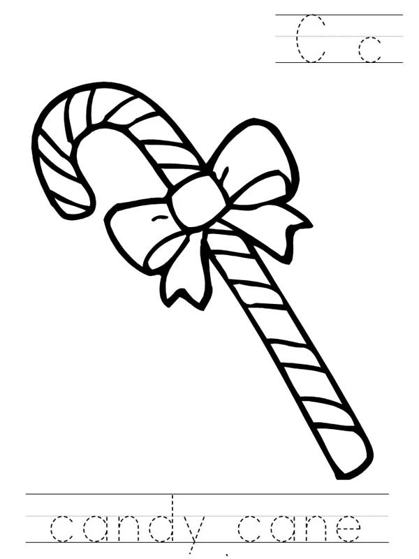 600x800 Candy Cane With Beautiful Ribbon Coloring Page