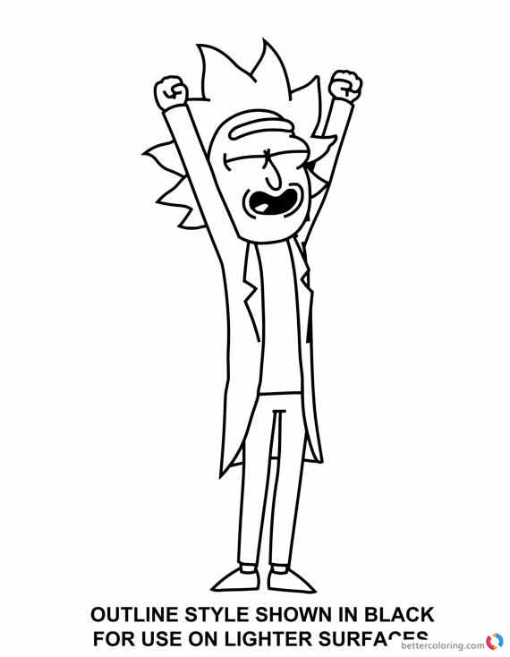 570x734 Coloring Pages Of Rick And Morty Outline