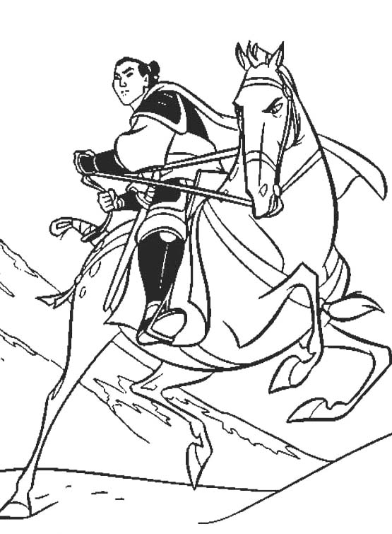 555x755 Princess Mulan Riding Horse Coloring Pages Coloring Page