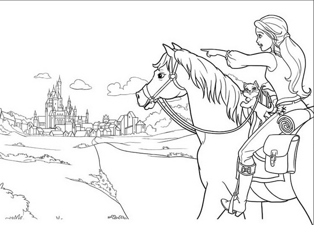 1048x749 Barbie Riding Horse Coloring Pages 429700 Coloring Pages