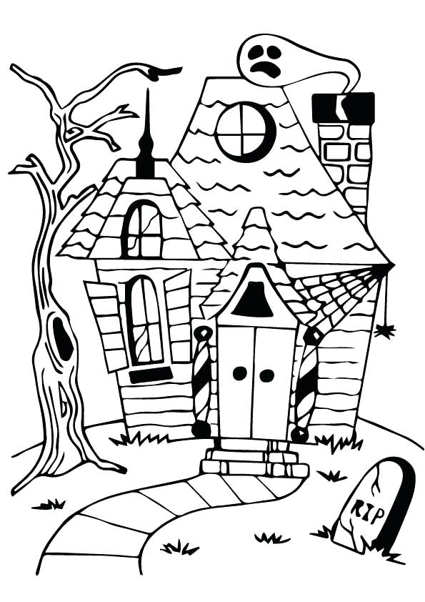 595x842 Haunted House Coloring Pages Printable Coloring Page For Kids