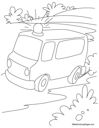 Emergency Ambulance Van Running On The Road Coloring Page 420x542 Emergency Ambulance Van Running On The Road Coloring Page