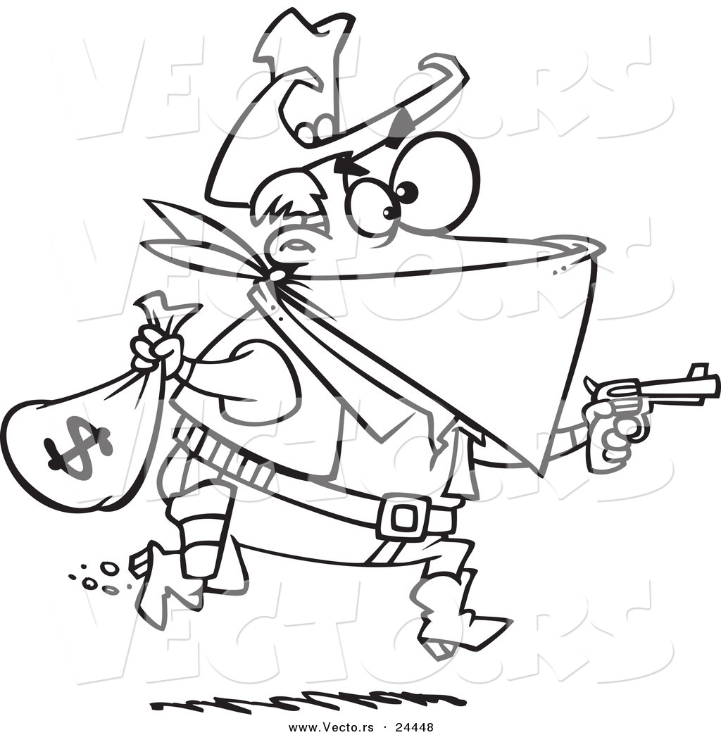 1024x1044 Vector Of A Cartoon Black Bart Outlaw Stealing Money