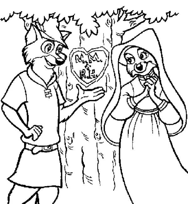 Robin Hood Carving His Love On A Tree Coloring Pages Best Place 600x649 Robin Hood Carving His Love On A Tree Coloring Pages Best Place