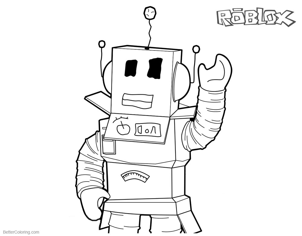 Roblox Coloring Pages Robot Line Art 1000x780 Roblox Coloring Pages Robot Line Art