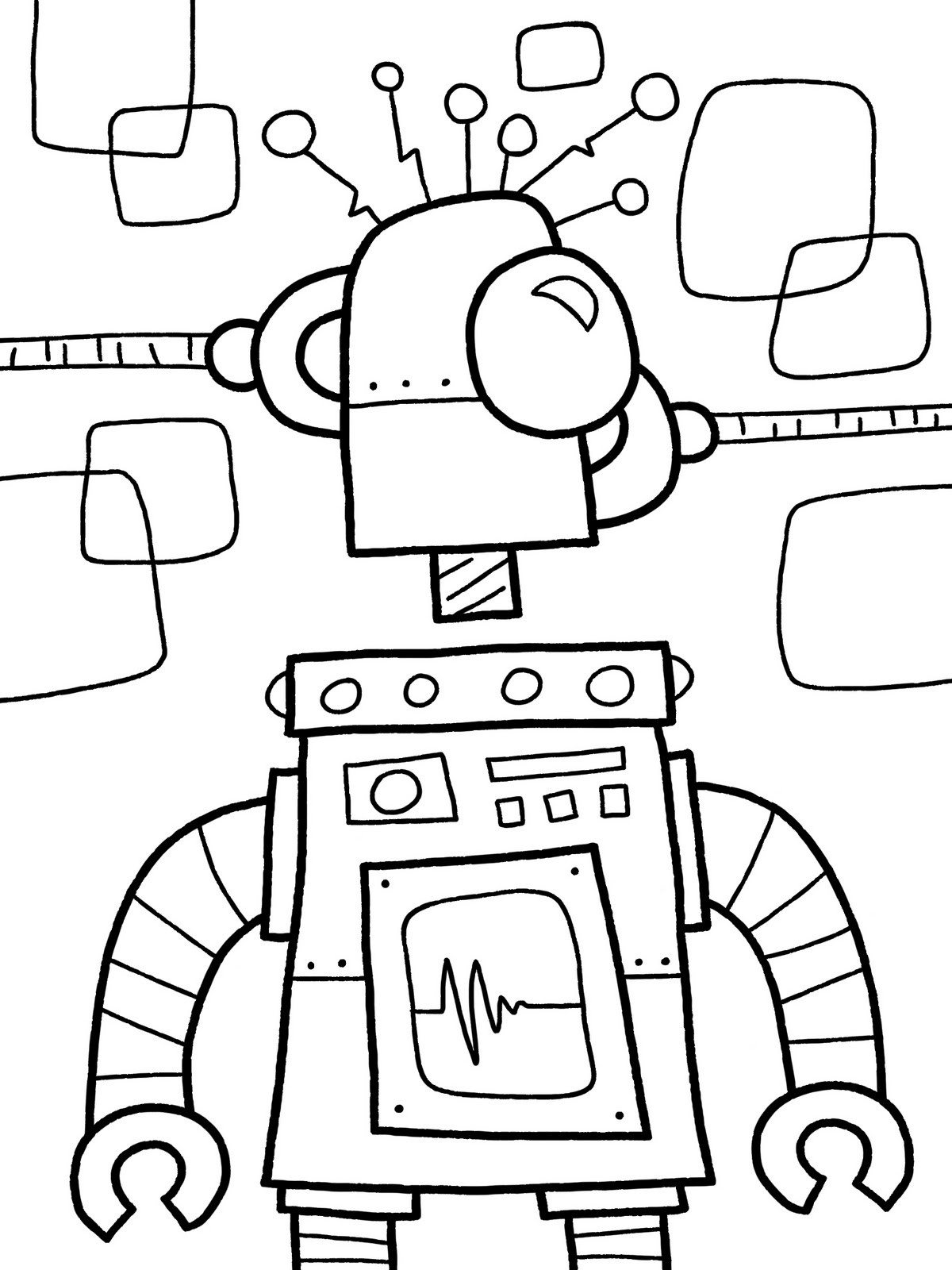 1200x1600 Robots Coloring Page Wagashiya