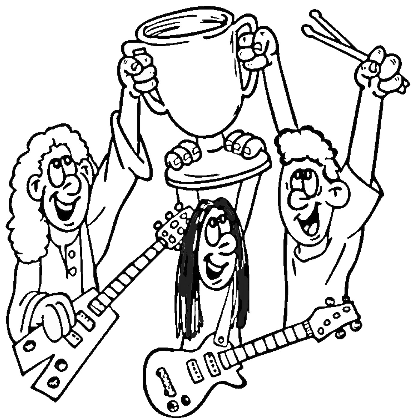 1391x1400 Promising Rock Band Coloring Pages Free For Kids 2018