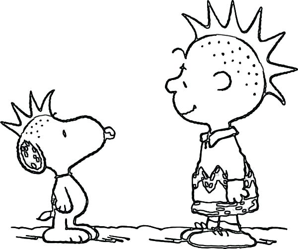 600x501 Rock Coloring Pages Snoopy And Charlie Brown Punk Rock Hair Style