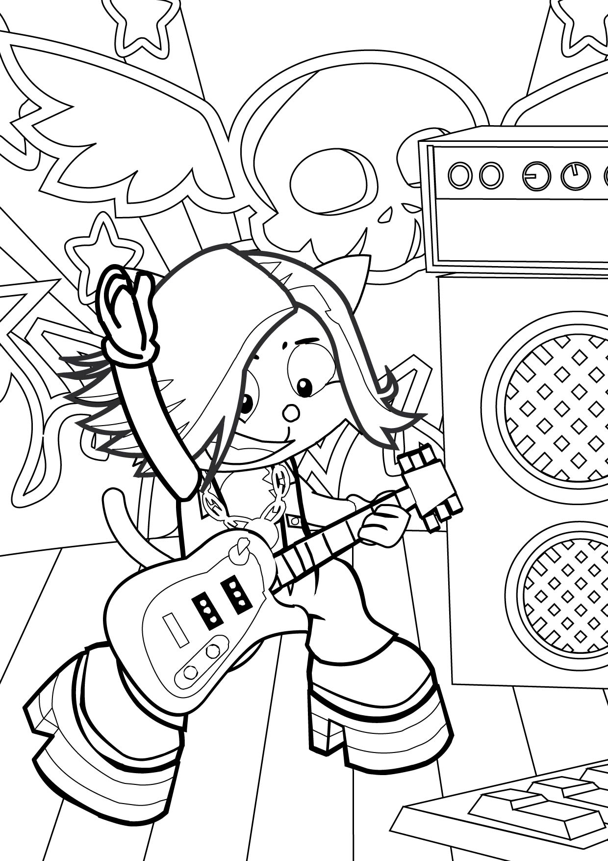 1240x1754 Rock Star Coloring Page