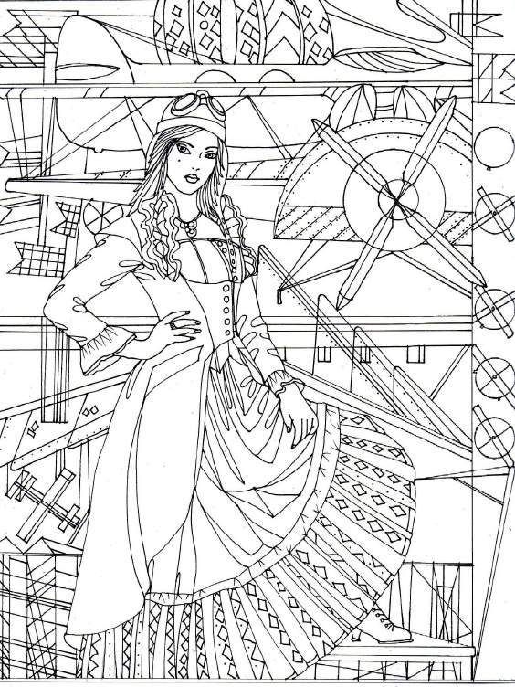Adult Coloring Pages Steampunk Gothic Rockabilly Fantasy Printable 564x752 Adult Coloring Pages Steampunk Gothic Rockabilly Fantasy Printable