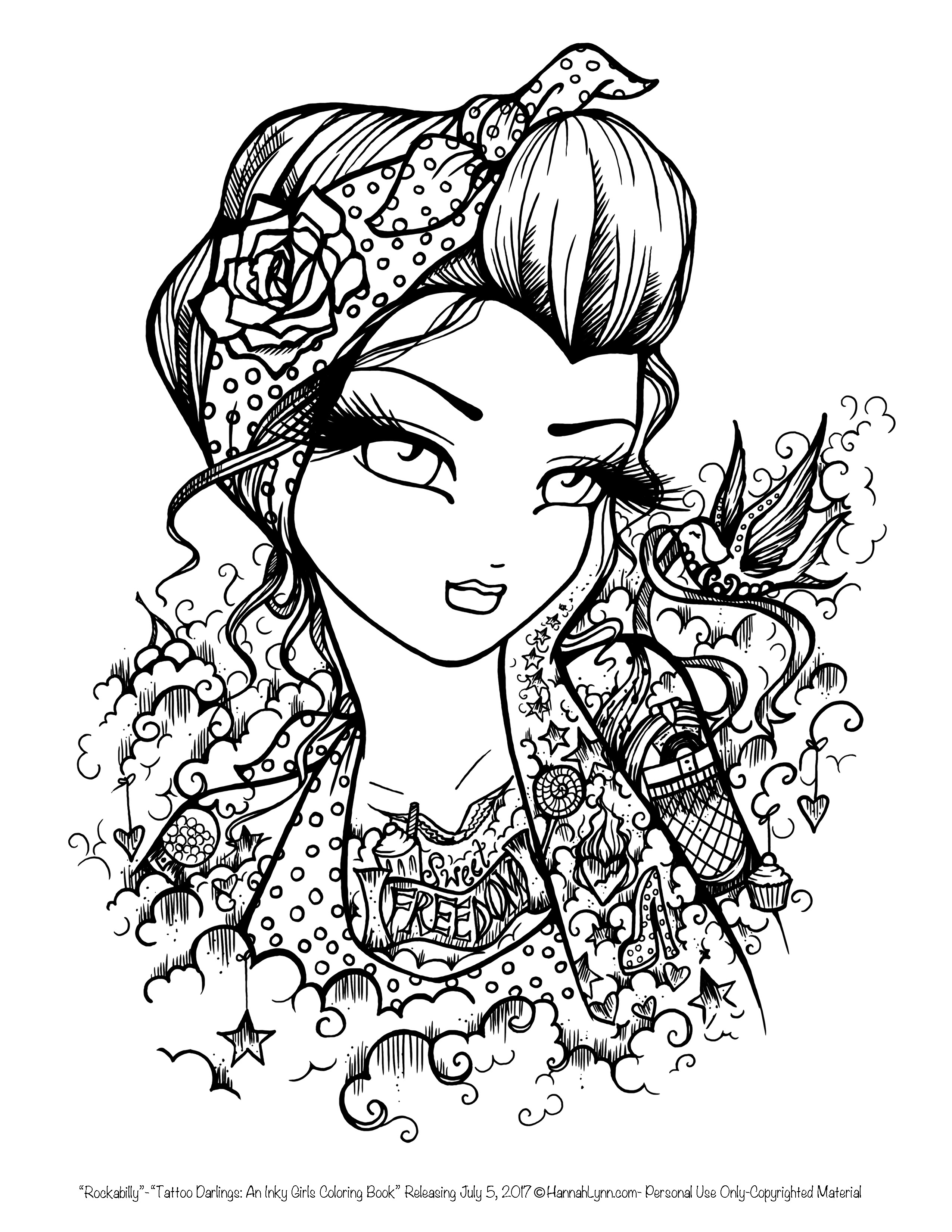 Best Of Tattoo Darlings Free Sample Coloring Page Rockabilly Girl 2550x3300 Best Of Tattoo Darlings Free Sample Coloring Page Rockabilly Girl