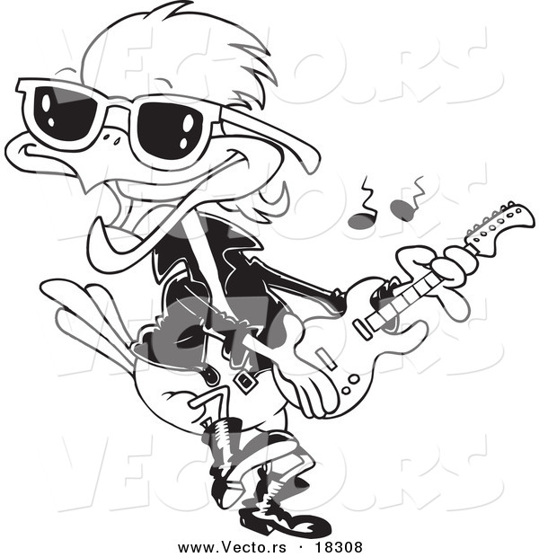 Vector Of A Cartoon Rocker Robin 600x620 Vector Of A Cartoon Rocker Robin