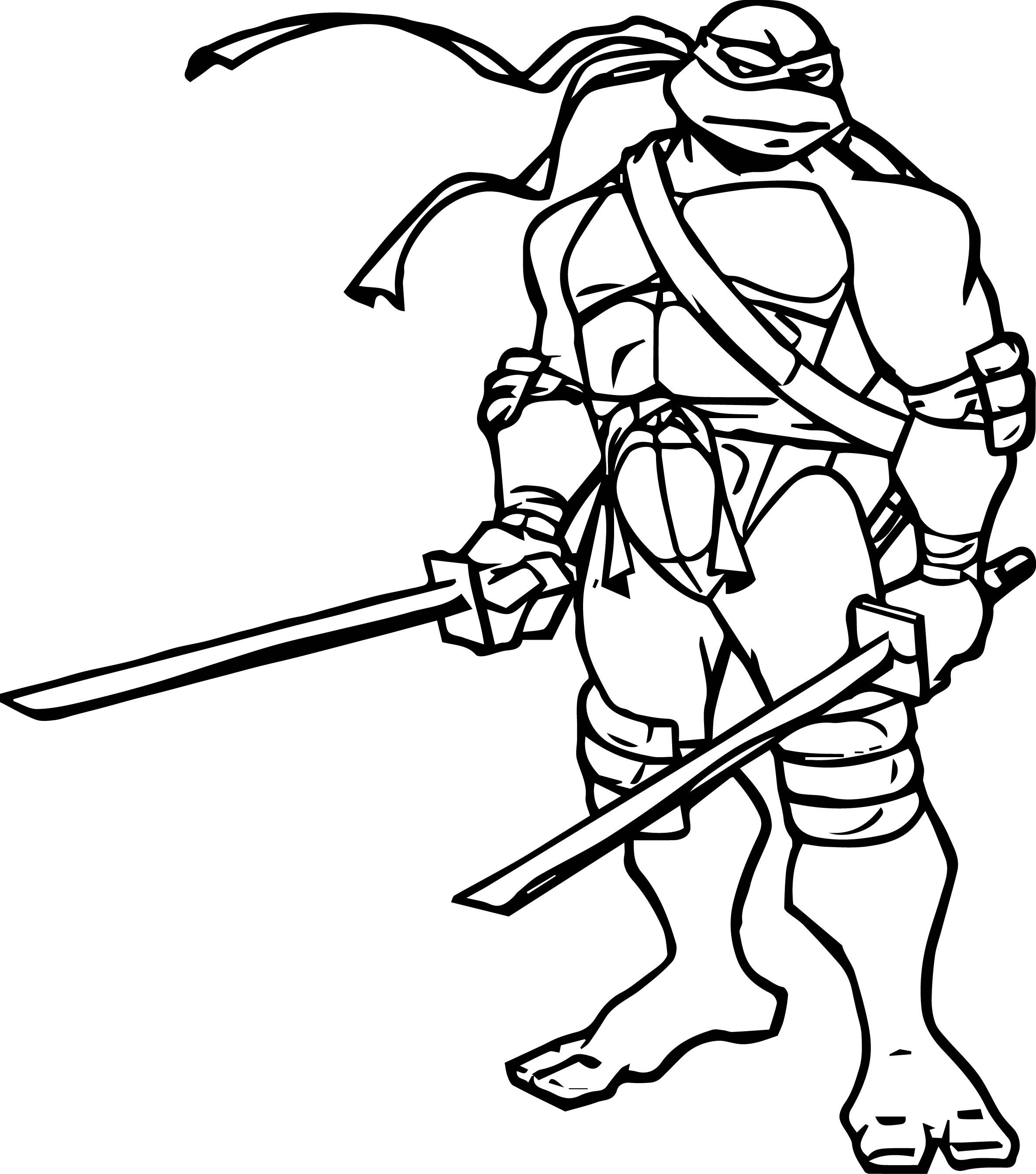 2372x2687 Ninja Turtle Two Blade Coloring Page Ninja Turtle Party