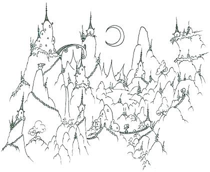 Mountains Coloring Page Coloring Page A Monkey Village In 420x344 Mountains Coloring Page Coloring Page A Monkey Village In