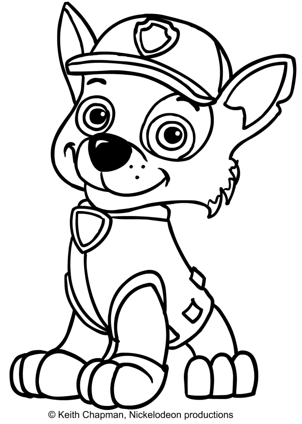 Rocky (Paw Patrol) Coloring Page Sitting In Front 606x850 Rocky (Paw Patrol) Coloring Page Sitting In Front