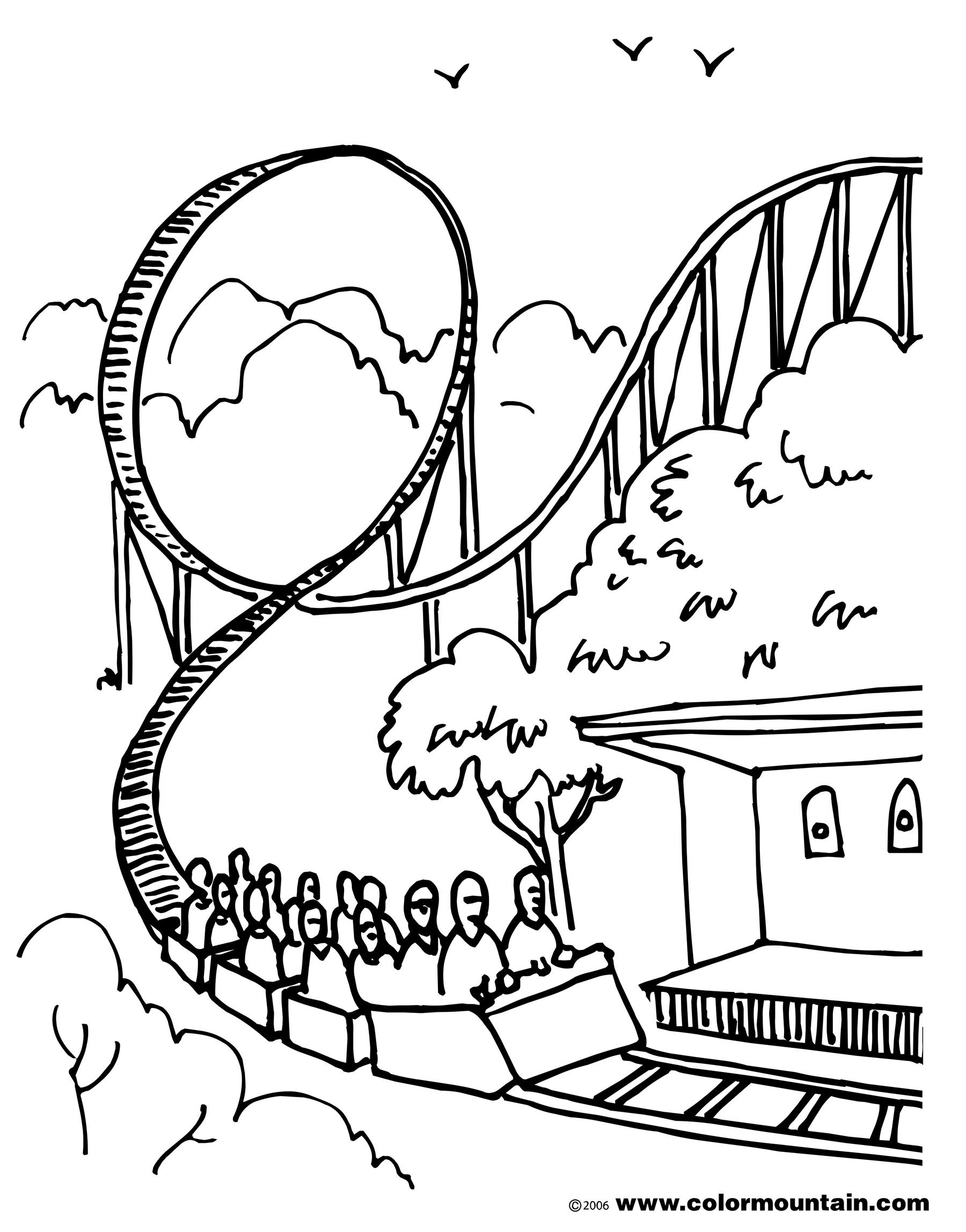 1800x2294 Roller Coaster Coloring Sheet Coloring Page Happy National