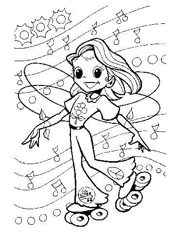 360x480 Free Coloring Pages Fairies Roller Skating And Fairy