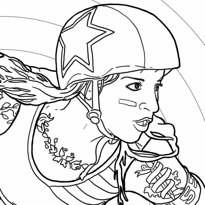 717x717 Color Jam Roller Derby Coloring Page Gutpunch Press