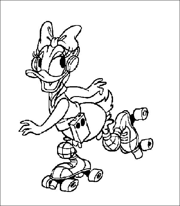 602x688 Daisy On Rollerblade Coloring Page Daisy Duck Pages