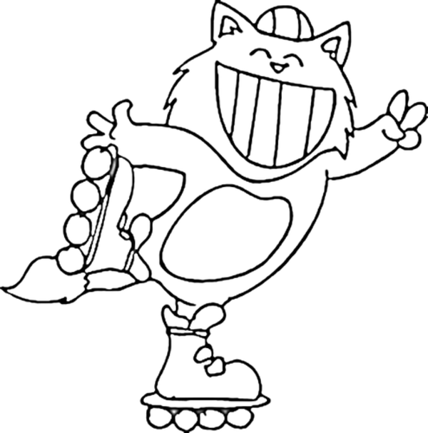 600x607 Cat On Roller Blades Coloring Page Cat Coloring Pages Org