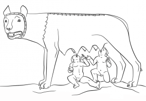 Romulus And Remus With The She Wolf Ancient Rome Coloring Page 300x208 Romulus And Remus With The She Wolf Ancient Rome Coloring Page