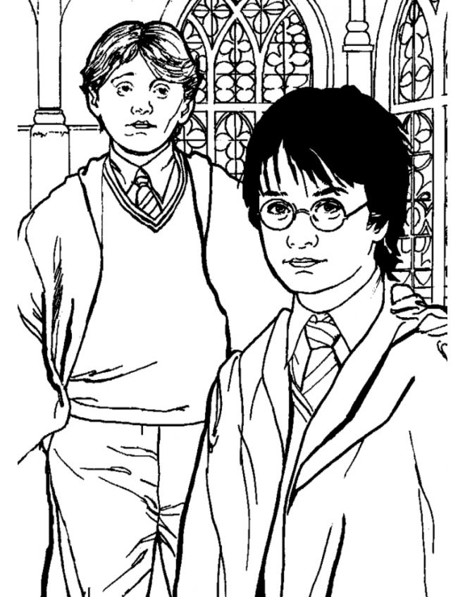 Harry Potter And Ron Weasley Posing Harry Potter Coloring Pages 660x847 Harry Potter And Ron Weasley Posing Harry Potter Coloring Pages
