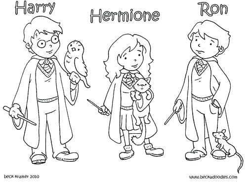 Harry Ron And Hermione Coloring Pages 500x375 Harry Ron And Hermione Coloring Pages